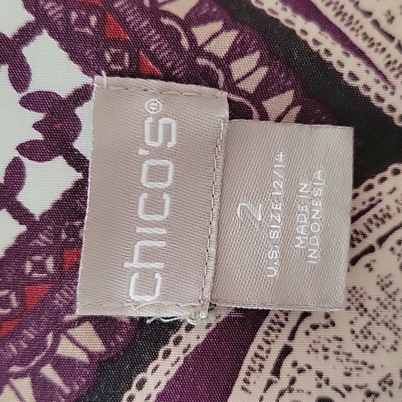 Chico's Silky Soft Paisley Floral Button Down Shirt Size Large/12 - Picture 3 of 8